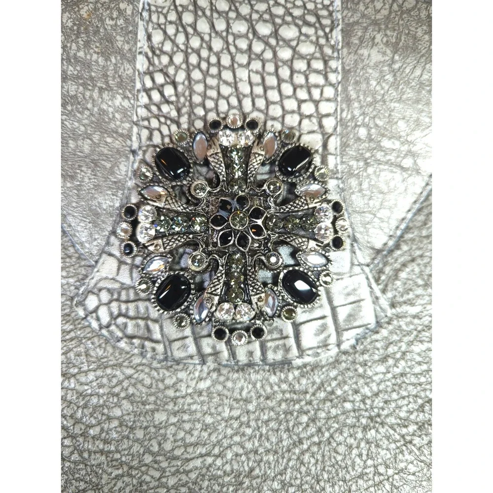 LEATHERROCK USA Women Crossbody Messenger Bag Jeweled Maltese Cross Edgy Goth